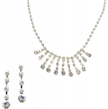 Souprava šperků Stříbrná sada šperků NÁUŠNICE NÁUŠNICE s SVATBA zirkonií SVATEBNÍ HOSTINA