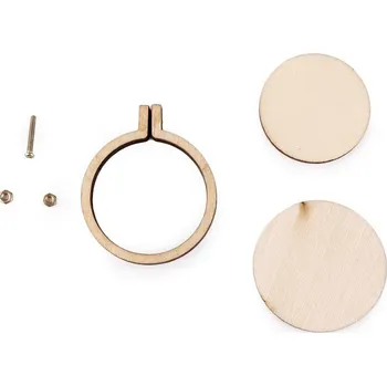 Hobby drát Malý dřevěný rámeček / přívěsek na vyšívání Varianta: 1 (Ø40 mm) přírodní kruh, Balení: 1 ks