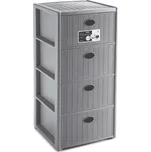 STEFANPLAST Úložný plastový regál Elegance, 4 zásuvky, šedý