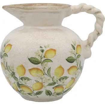 Béžový antik keramický džbán s citróny Limone Blossom - 20,5*18,5 cm