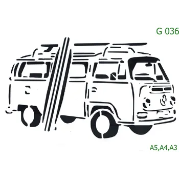 Plastová šablona pro malování - Auta, lodě, letadla, vlaky - Auto (G036) - A4 , Lepící fólie