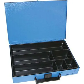 Kufr na spotřební materiál 330x230x50 mm, 6 přihrádek, plechový