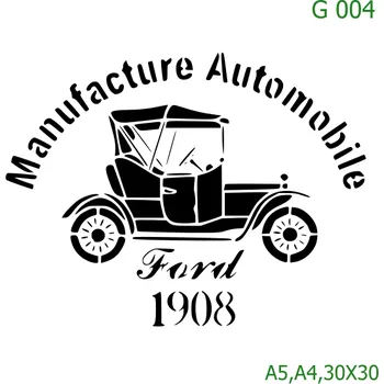 Plastová šablona pro malování - Auta, lodě, letadla, vlaky - Auto a nápis (G004) - A5 , Nelepící folie