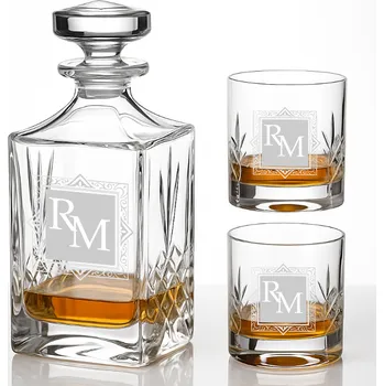 Sklenice Dekorant Luxusní ručně broušený whisky set s monogramem Mayfair 1+2