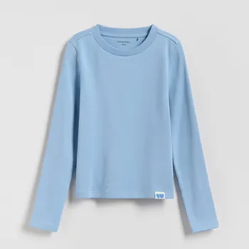Dívčí oblečení Reserved - Hladké tričko s dlouhými rukávy - bleděmodrá - 788HT-05X - 788HT-05X-128