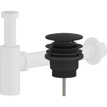 Sifon CERANO - Sifon umyvadlový - DN40/300 mm - bílá matná s výpustí click-clack - univerzální - plast - černá matná