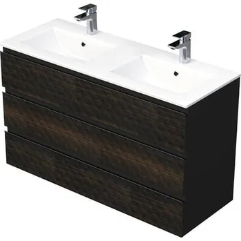 Koupelnový nábytek Koupelnová skříňka s umyvadlem SAT Cube Way 120x71x46 cm hnědá mat CUBE3D1203ZHMOD