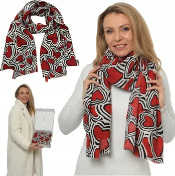 Šála PRÉMIOVÁ DÁMSKÁ ŠÁLA SE SRDÍČKY - DÁREK pro ni NA VALENTÝNA, bavlněná