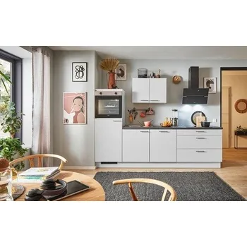 Kuchyňská linka se spotřebiči, dřezem a dřezovou baterií Naturel 280x60x92 cm mat světle šedá 659PKW5280G1L