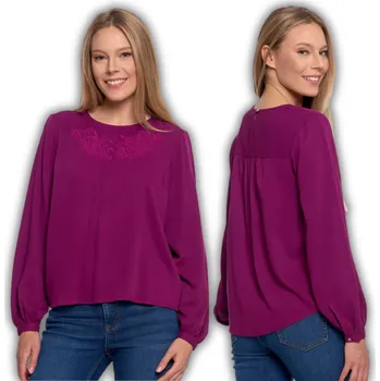 Dámská košile Moraj dámská košile dlouhý rukáv bez vzoru fialová halenka elegantní košile velikost XXL