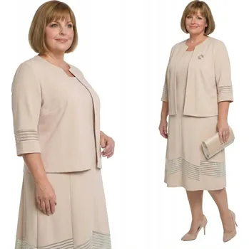 Dámské šaty Komplet s šaty a sakem se zlatou nití plus size velikost 50