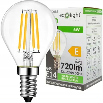 Žárovka LED žárovka s vláknem Ecolight E14 720 lm 6 W teplá bílá