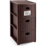 STEFANPLAST Úložný plastový regál Elegance Slim, 3 zásuvky, hnědý