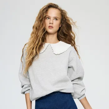 Dámská mikina Reserved - Mikina s&nbsp;límcem - světle šedá - 802HS-09X - 802HS-09X-L