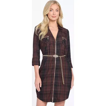 Dámské šaty GUESS dámské šaty Elina hnědé s proužkem XXL