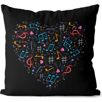 Dekorativní polštářek Polštář 40 x 40 cm - Srdce z not