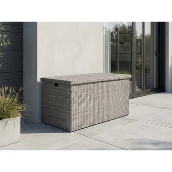 Zahradní úložný box Umělý ratan Truhla na polstry XXL latte