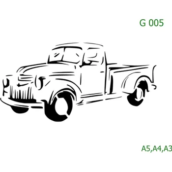 Plastová šablona pro malování - Auta, lodě, letadla, vlaky - Auto (G005) - A5 , Lepící fólie