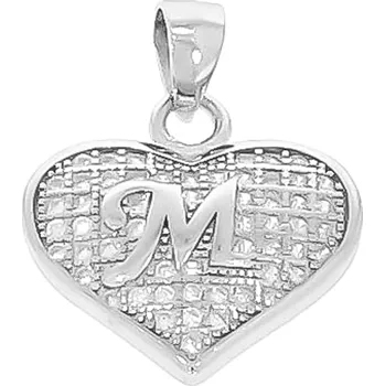 Přívěsek Zlatnictví Helios Stříbrné srdce a písmeno M