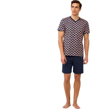 Pánské pyžamo Bavlněné pánské pyžamo Vamp s výstřihem do V 22662 coral pink velikost L