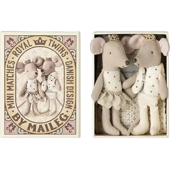 plyšák Maileg Myšky dvojčátka v krabičce od sirek Twins Royal