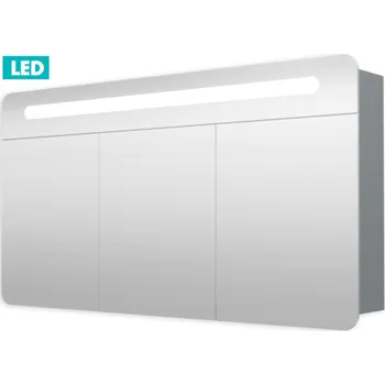 Koupelnový nábytek Zrcadlová skříň 120cm, 3 dveře, LED osvětlení, zásuvka+vypínač, IP44 GALPIR120LED