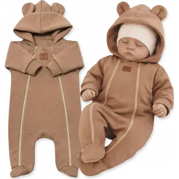 Kojenecký overall OVERAL pro NOVOROZENCE velikost 56, DVA ZIPY, přechodný na JARO a PODZIM, CAPPUCCINO