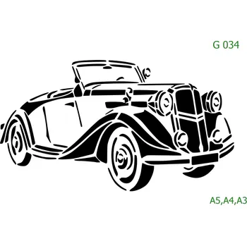 Plastová šablona pro malování - Auta, lodě, letadla, vlaky - Auto (G034) - A4 , Nelepící folie
