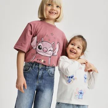 Dívčí oblečení Reserved - Tričko Lilo & Stitch - krémová - 893HT-01X - 893HT-01X-116