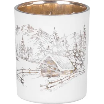 MagicHome Vánoce svícen s krajinkou 6 x 7 cm, bílý