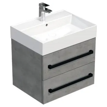 Koupelnový nábytek Koupelnová skříňka s černou úchytkou a umyvadlem SAT Cube Way 60x47,5x46 cm beton mat CUBE46C602BESAT