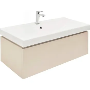 Koupelnový nábytek Koupelnová skříňka s umyvadlem a baterií SAT Feel 100x30x46 cm pískově béžová mat SATFEEL100BEU1B
