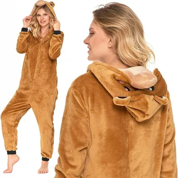 Dámský overall KOMBINÉZA OVERAL MEDVÍDEK Moraj Jednodílné pyžamo s kapucí - XL