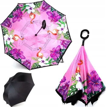 Deštník Obrácený deštník Blue Rain Plameňák do deště i slunce, skládací, 100 cm