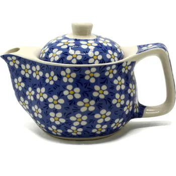 Konvice na čaj Porcelánová konvička na čaj s květy sedmikrásek 0,35 l modrá