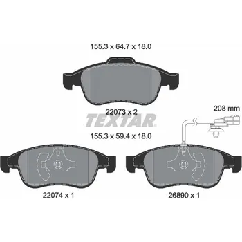 Brzdová destička Sada brzdových destiček, kotoučová brzda TEXTAR 2207301