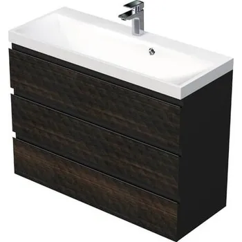 Koupelnový nábytek Koupelnová skříňka s umyvadlem SAT Cube Way 100x71x40 cm hnědá mat CUBE3D1003ZH