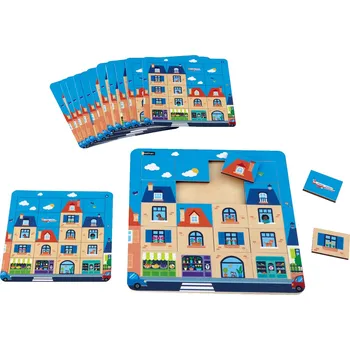 Dřevěná hračka Nathan Didaktická pomůcka Stavíme ulici (pro 2 děti)