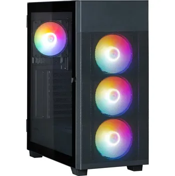 PC skříň ZALMAN S5 Neo černá Skříň, Middle tower, bez zdroje, ATX, 4× 120mm RGB ventilátor, průhledná bočnice, mesh panel, 1× USB 3.0, 1× USB 2.0, černá S5 Neo Black