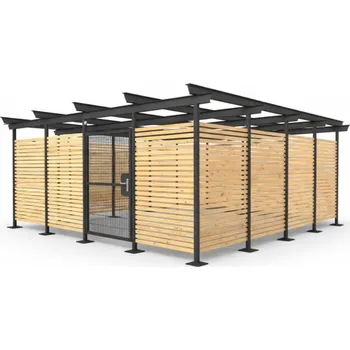 Popelnice HTI Přístřešek pro odpadové kontejnery Reo Barva konstrukce: černá komaxit (RAL 9005), Typ přístřešku: 7 kontejnerů