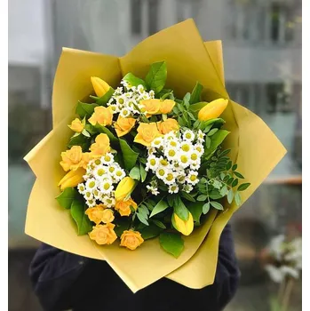 umělá květina Kytice Žlutý tulipánek