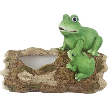 Truhlík Dekorace pařez s žabáky k osázení X8056