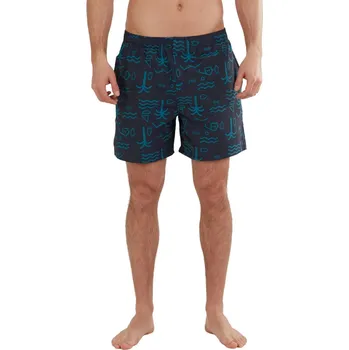 Pánské plavky FUNDANGO Pánské boardshortky Bono Print 28 MODRÁ|ZELENÁ
