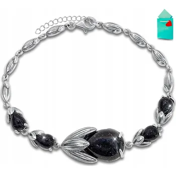 Náramek Dámský stříbrný náramek noc Káhiry s kameny, výrazný stříbro 925