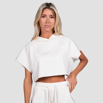 Dámská mikina GymBeam Women‘s Relay Cropped Hoodie Pearl XXL cream