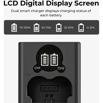 K&F NP-W235 2200mAh Digital Camera Dual Battery with Dual Channel Charger, for Fuji Camera Charger