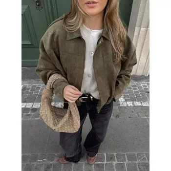 Moto bunda SHEIN KHAKI SEMIŠOVÁ BUNDA NA ZIP (M)