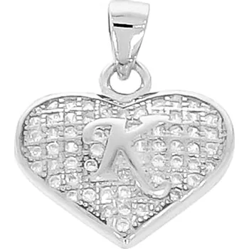 Přívěsek Zlatnictví Helios Stříbrné srdce a písmeno K