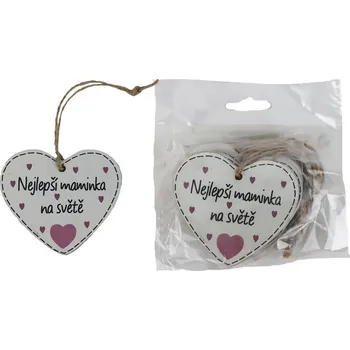 Srdce k zavěšení s nápisem Nejlepší maminka na světě, 10 ks D7869