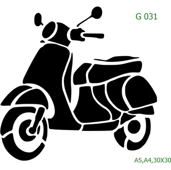 Plastová šablona pro malování - Auta, lodě, letadla, vlaky - Skútr (G031) - A4 , Nelepící folie